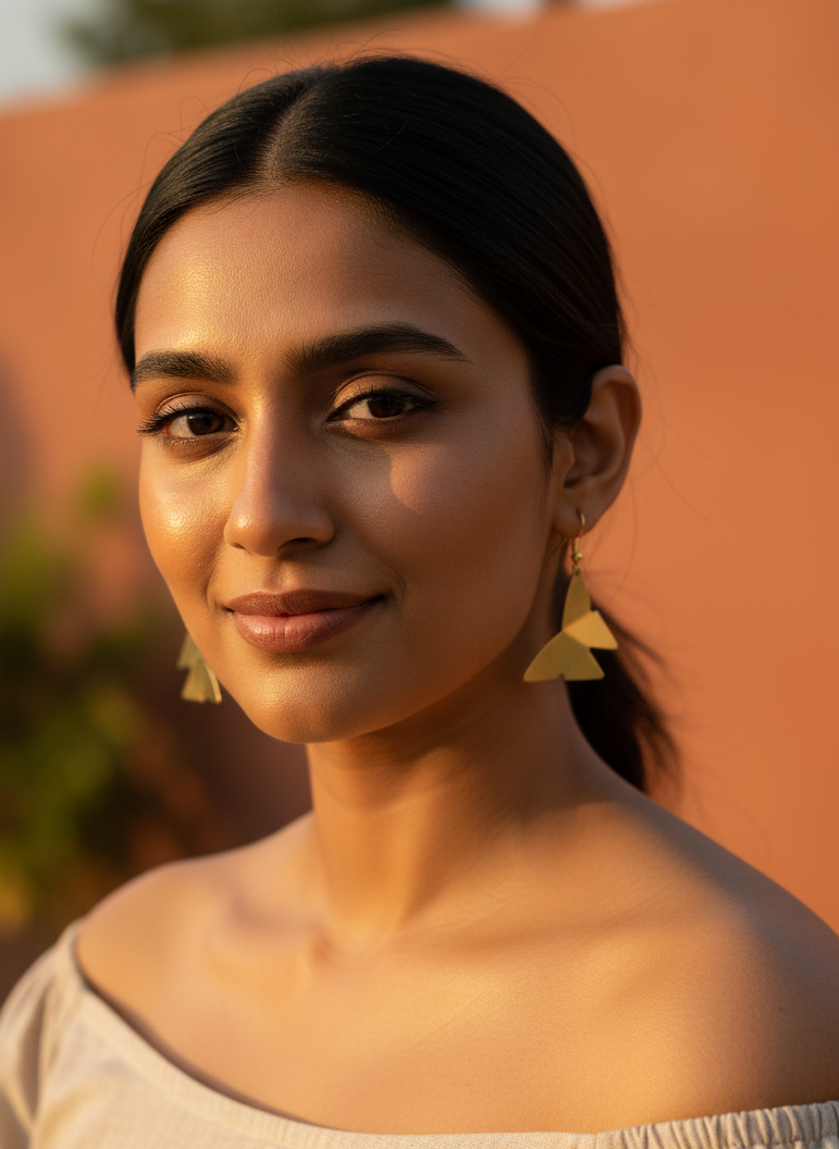 Butterfly Gleam Matte Gold Brass Earrings | Minimalist Butterfly Earrings