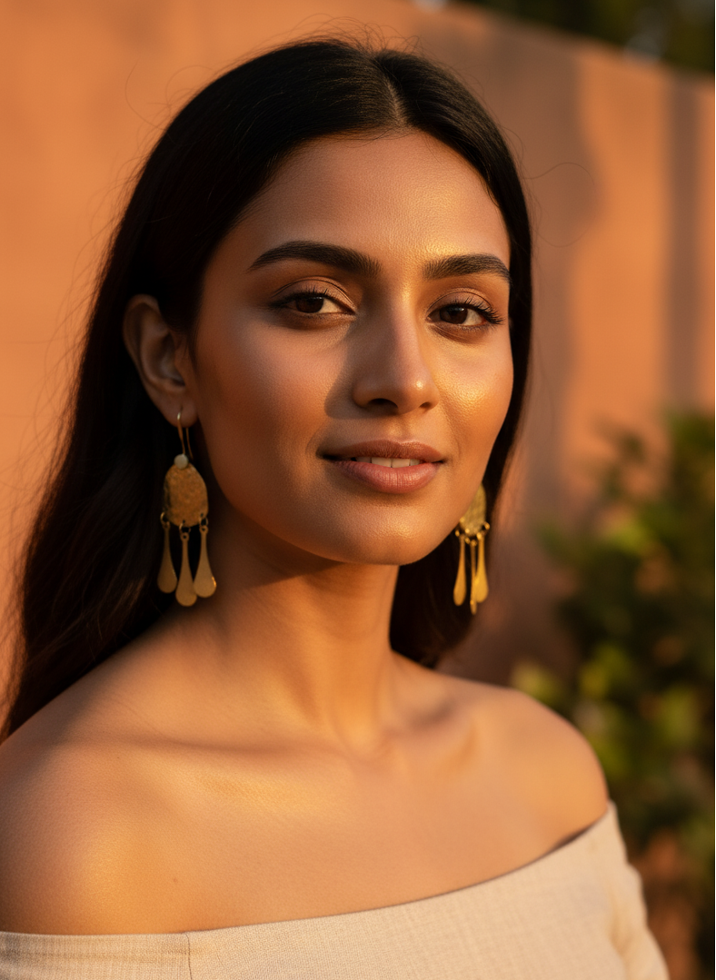Waves of Gold Hammered Brass Earrings | Rustic Drop Earrings