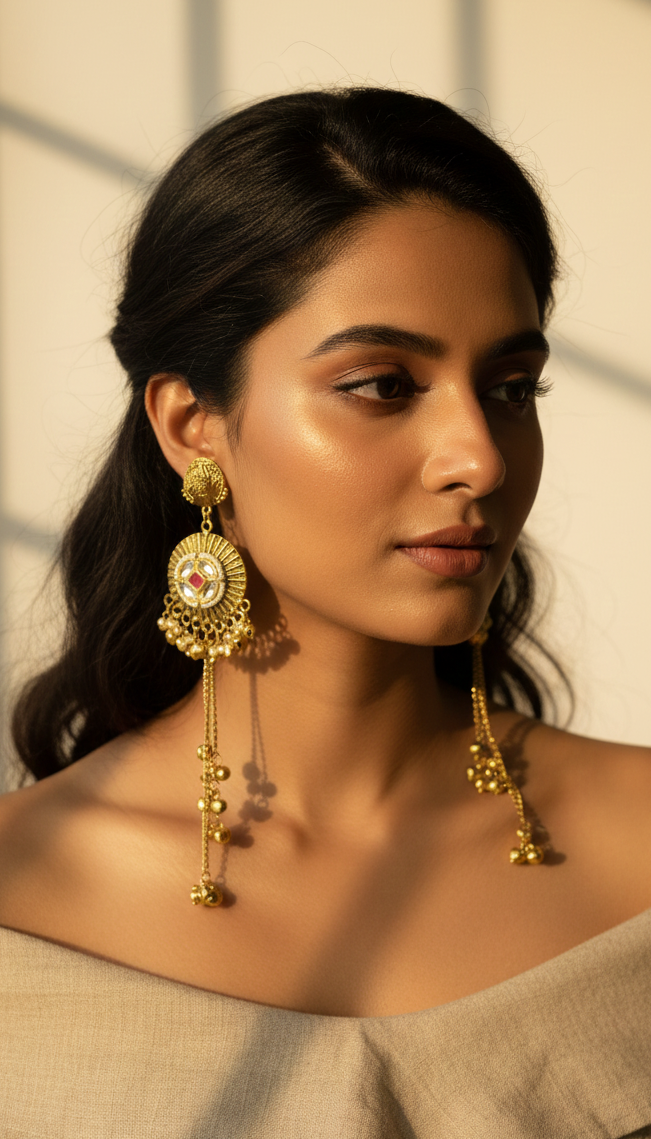Regal Disc Kashmiri Earrings