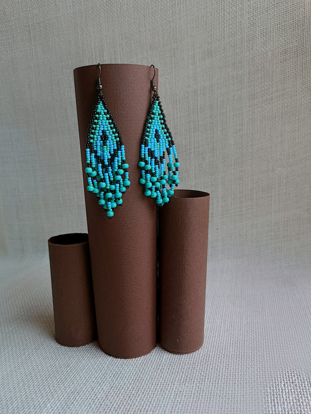 Electric Blue Tribal Beaded Earrings
