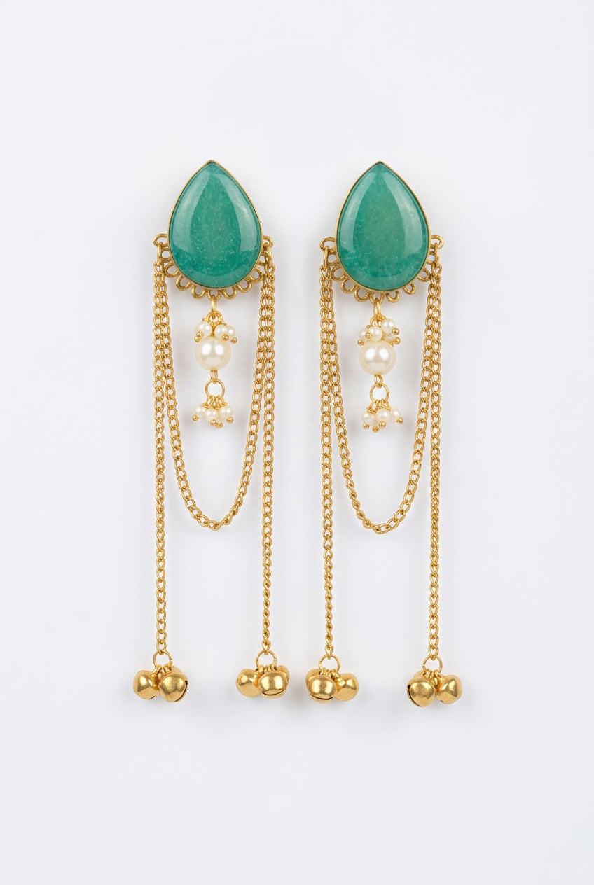 Teal Wadi Pearl Drop Earrings