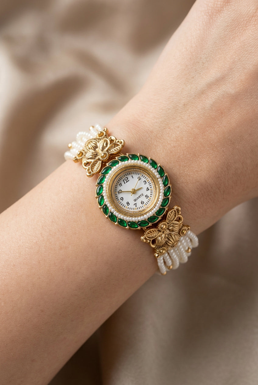 Panna Moti Pearl Strap Festive Watch