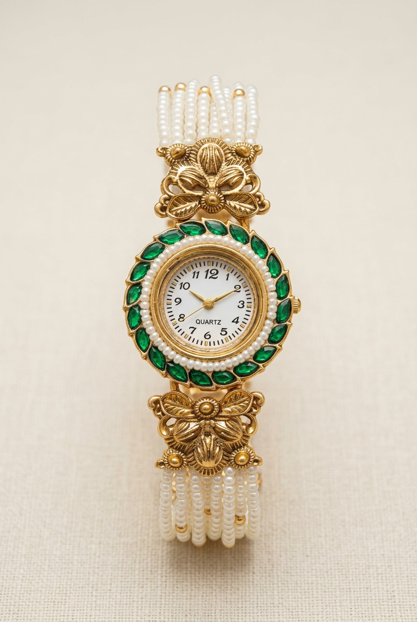 Panna Moti Pearl Strap Festive Watch