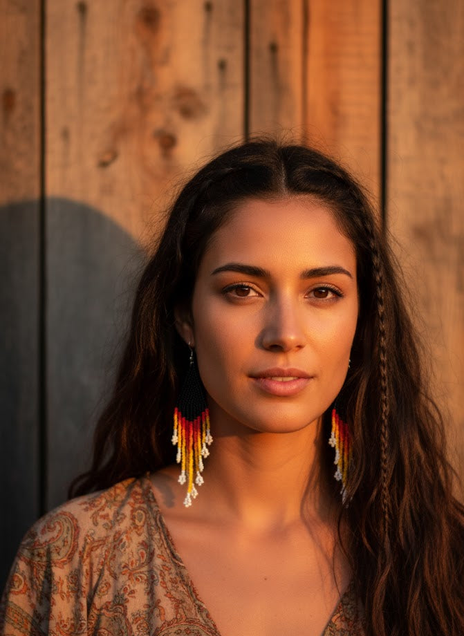Volcano Ember Dangle Beaded Earrings