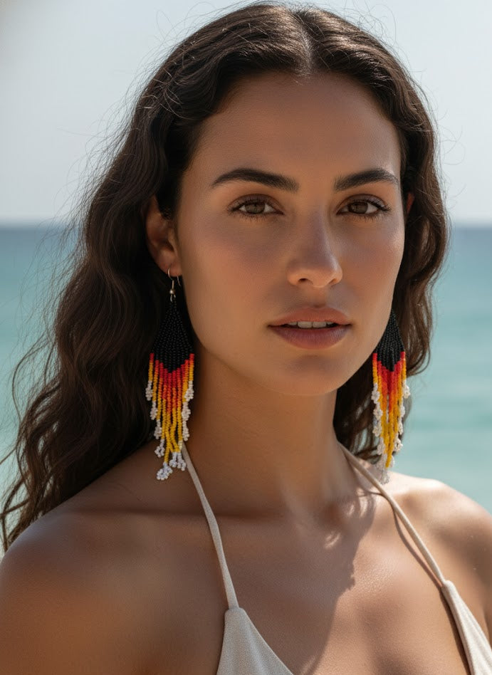Volcano Ember Dangle Beaded Earrings