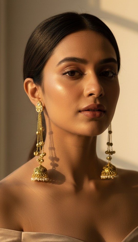 Noor Jhumki Chain Earrings