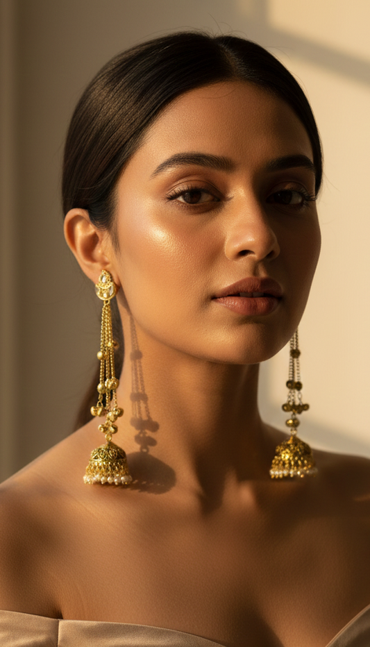 Noor Jhumki Chain Earrings