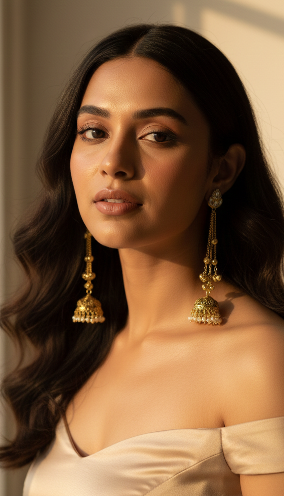 Noor Jhumki Chain Earrings