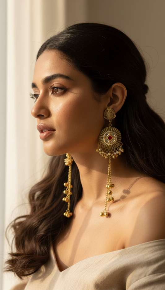 Regal Disc Kashmiri Earrings