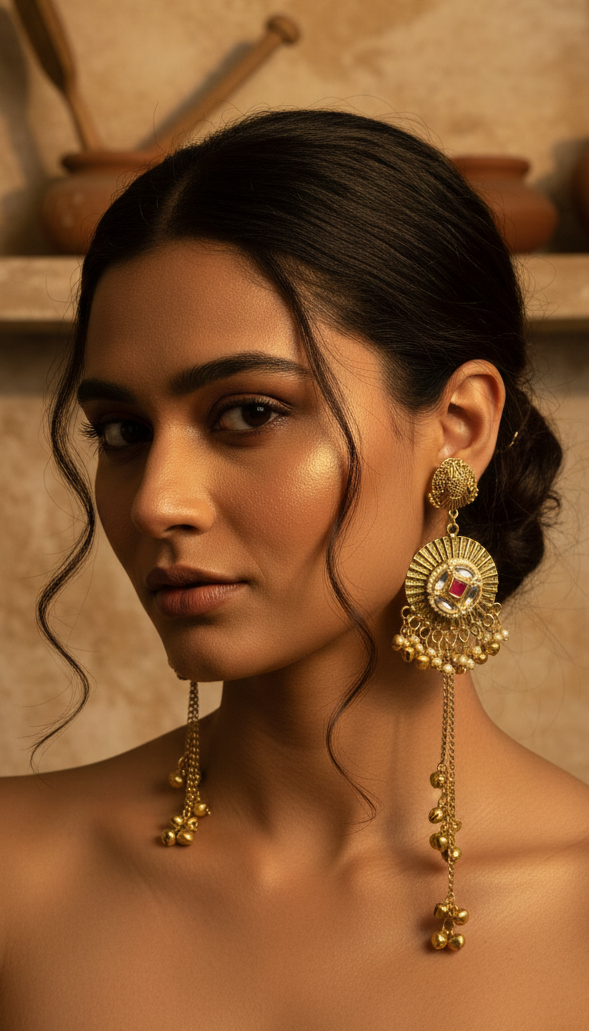 Regal Disc Kashmiri Earrings