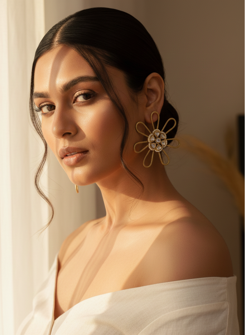 Gulbahaar Kashmiri Floral Stud Earrings