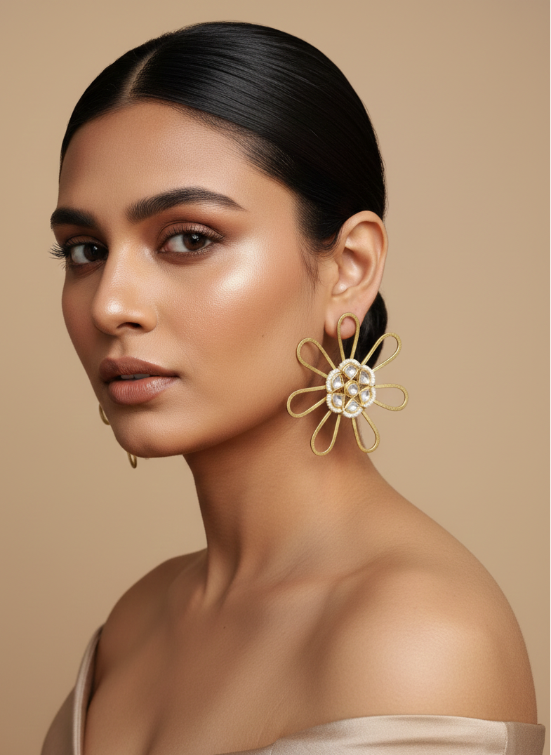Gulbahaar Kashmiri Floral Stud Earrings