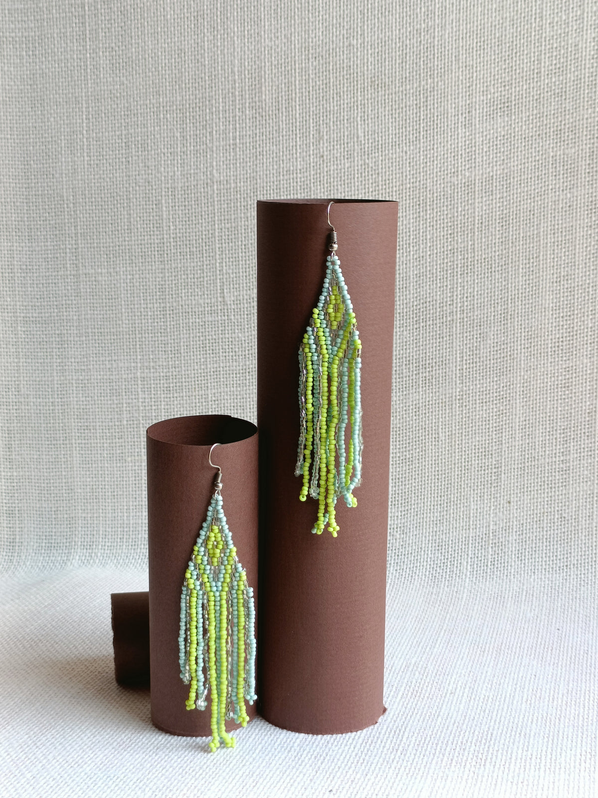 Neon Fringe Beaded Earrings