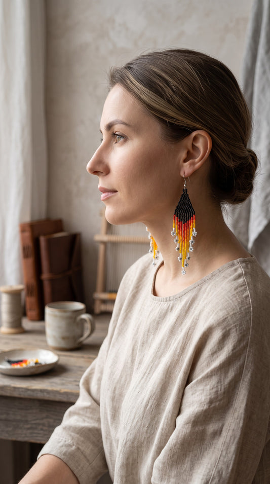 Volcano Ember Dangle Beaded Earrings