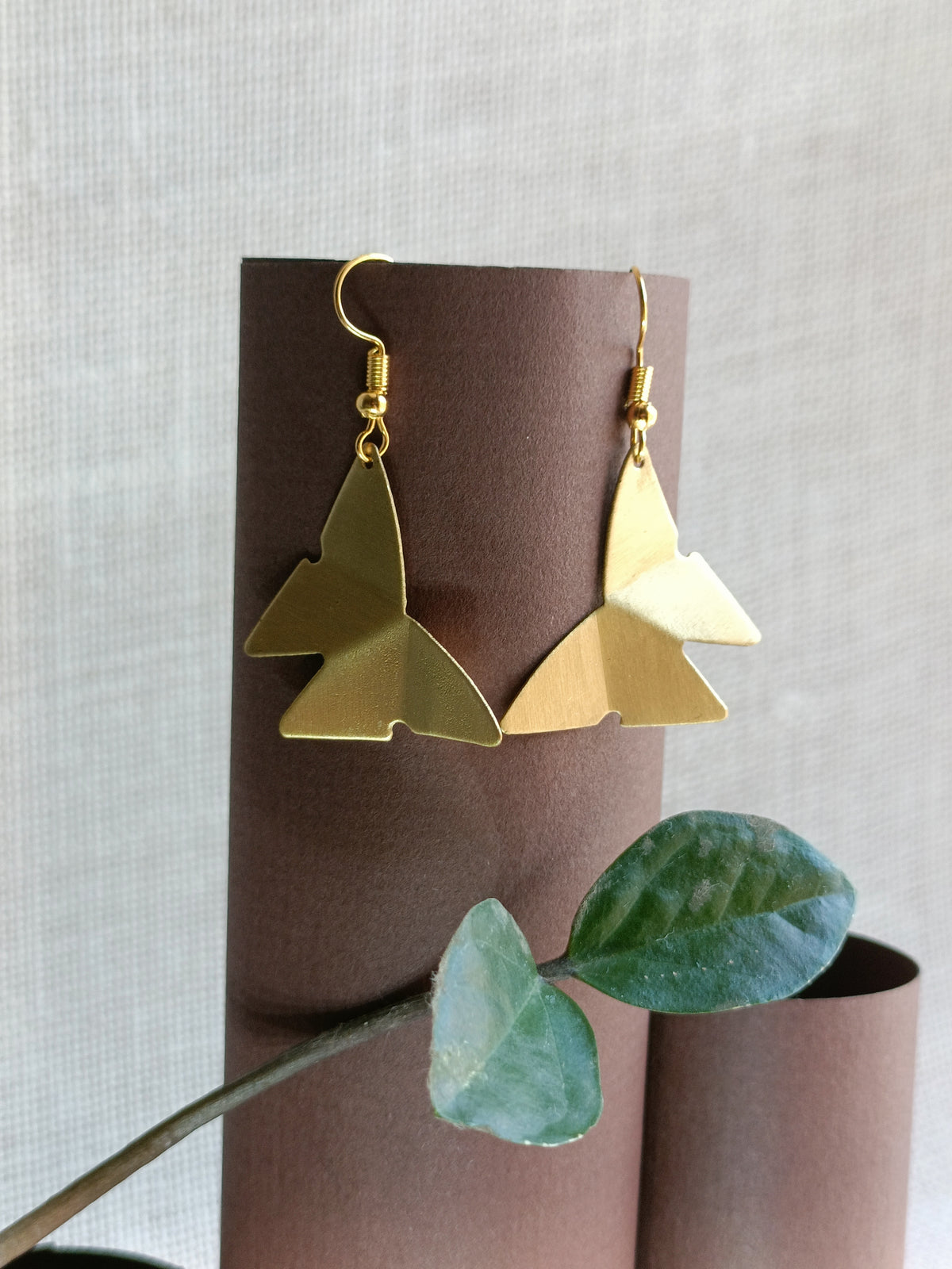 Butterfly Gleam Matte Gold Brass Earrings | Minimalist Butterfly Earrings