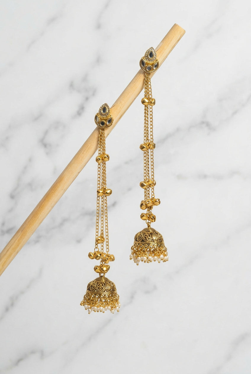 Noor Jhumki Chain Earrings
