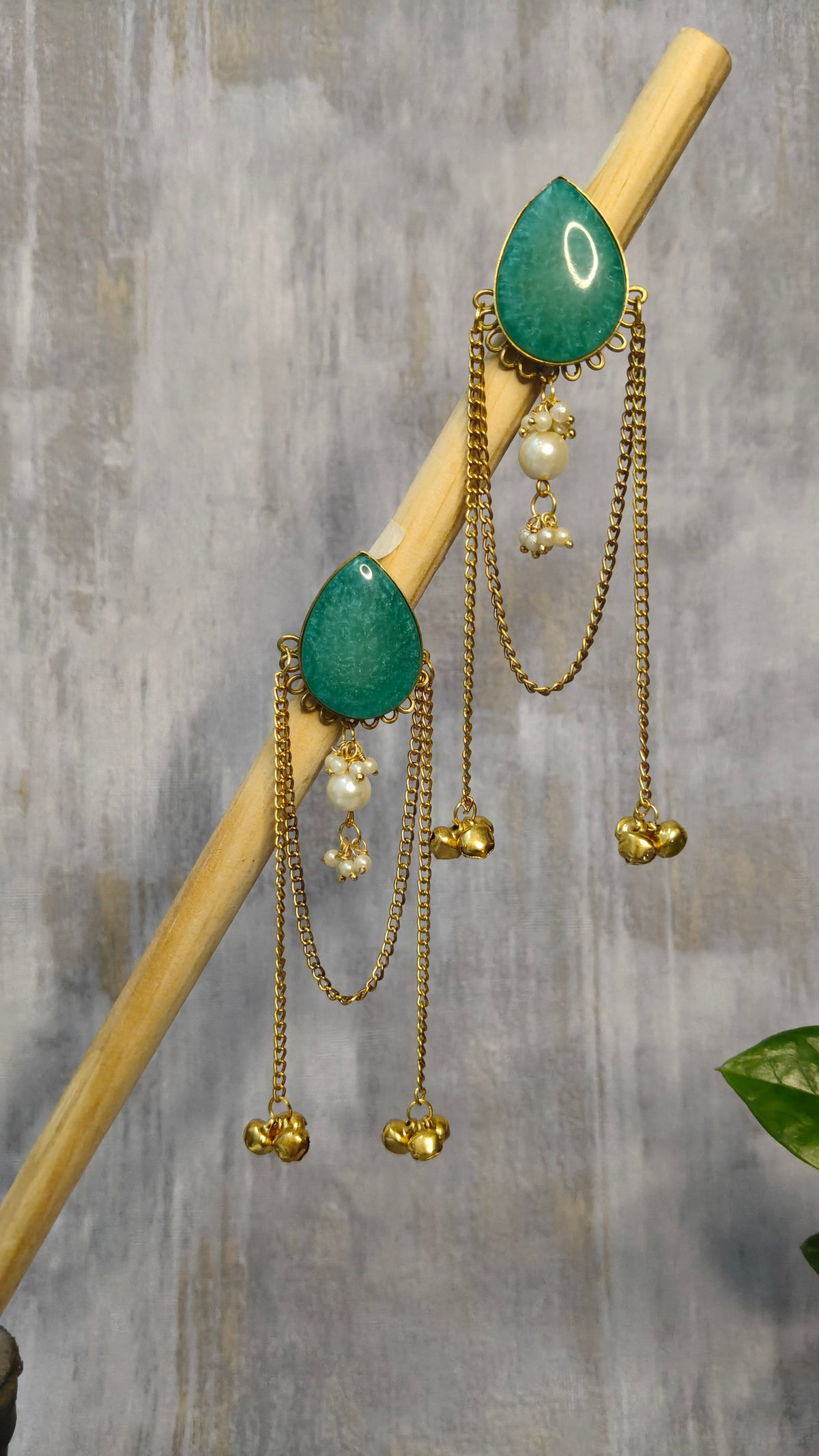 Teal Wadi Pearl Drop Earrings