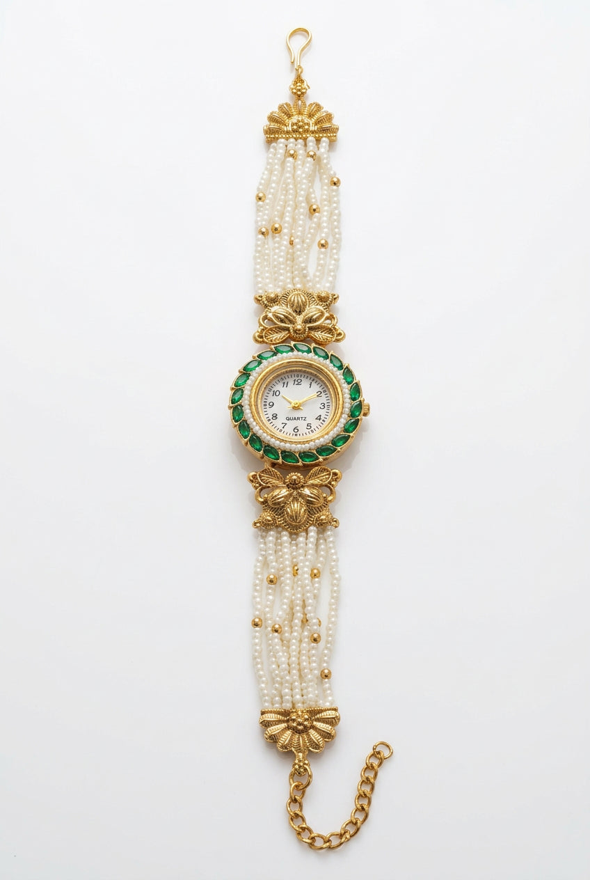 Panna Moti Pearl Strap Festive Watch