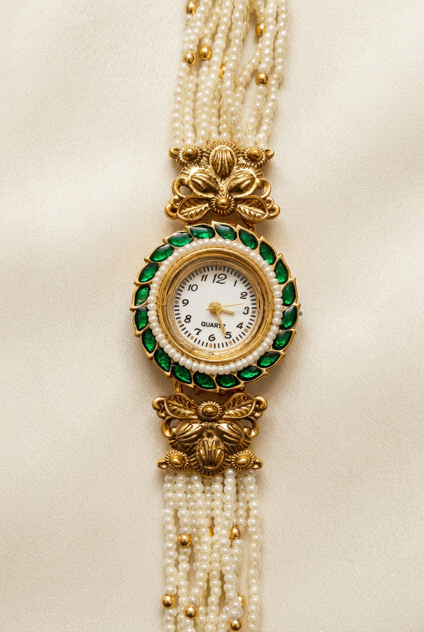 Panna Moti Pearl Strap Festive Watch