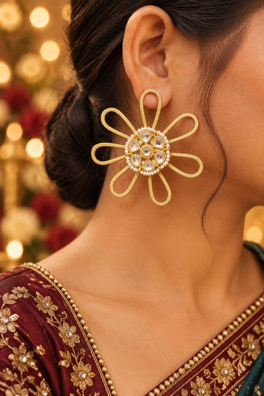 Gulbahaar Kashmiri Floral Stud Earrings